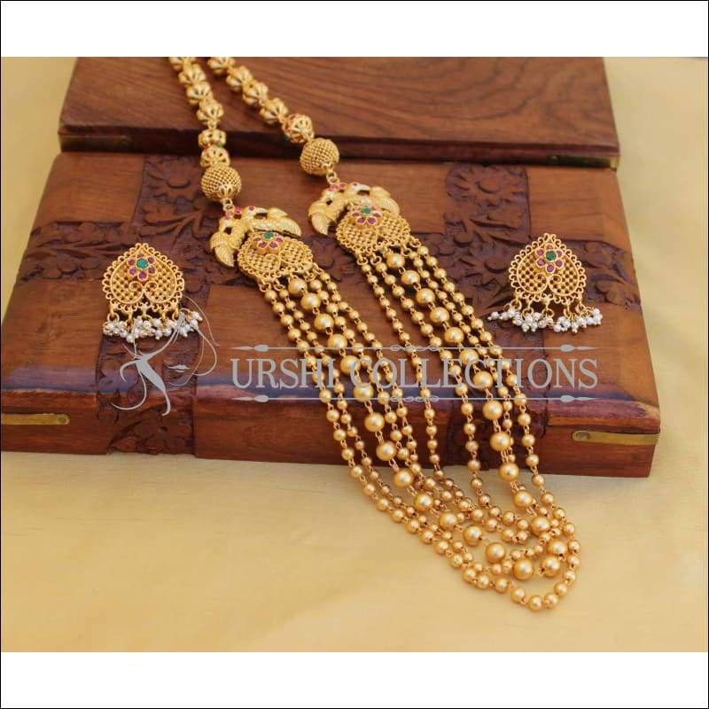 DESIGNER MATTE FINISH MULTY LAYER PEACOCK NECKLACE SET UTV421 - Necklace Set