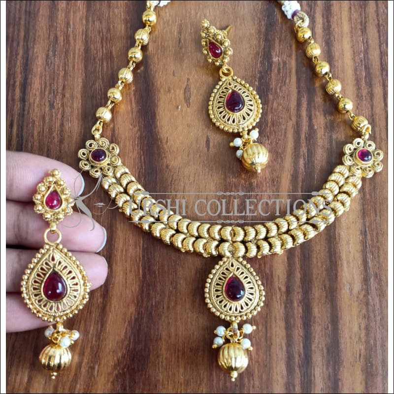 DESIGNER GOLD PLATED NECKLACE SET UTV1050 - Necklace Set
