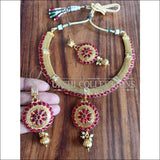 DESIGNER GOLD PLATED NECKLACE SET UTV1083 - RUBY - Necklace Set