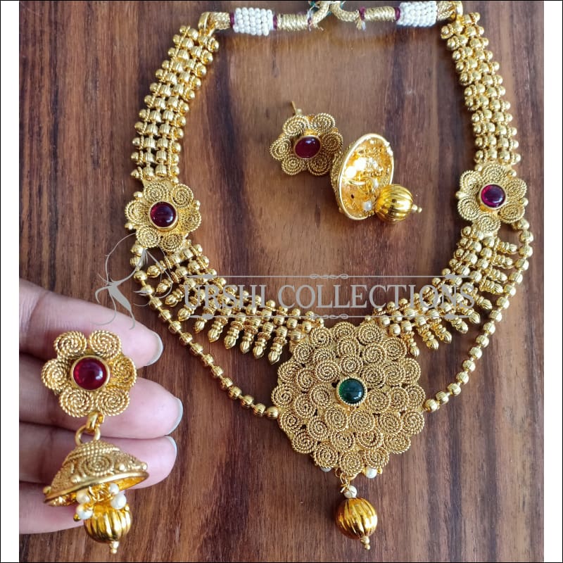 DESIGNER GOLD PLATED NECKLACE SET UTV1135 - Necklace Set