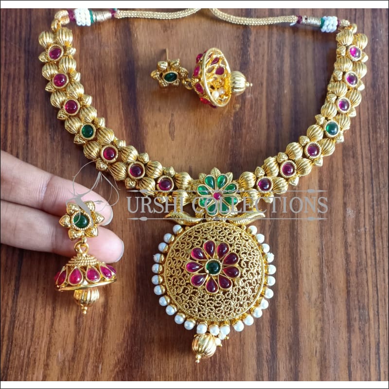 DESIGNER GOLD PLATED NECKLACE SET UTV1136 - Necklace Set