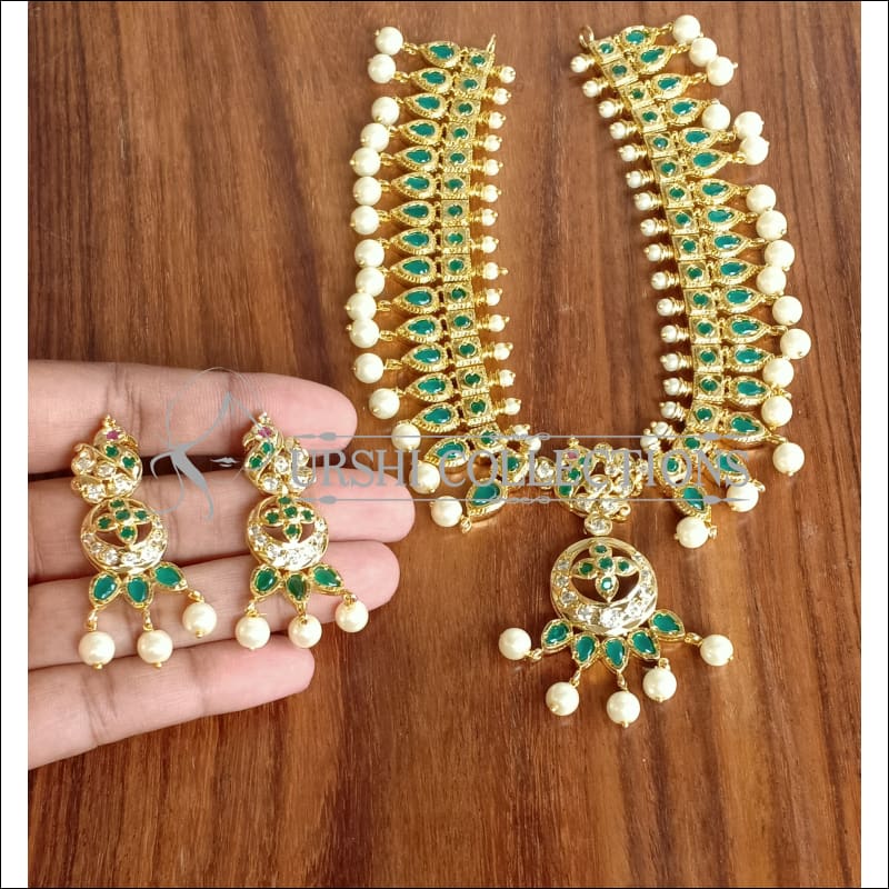 DESIGNER GOLD PLATED NECKLACE SET UTV1170 - GREEN - Necklace Set
