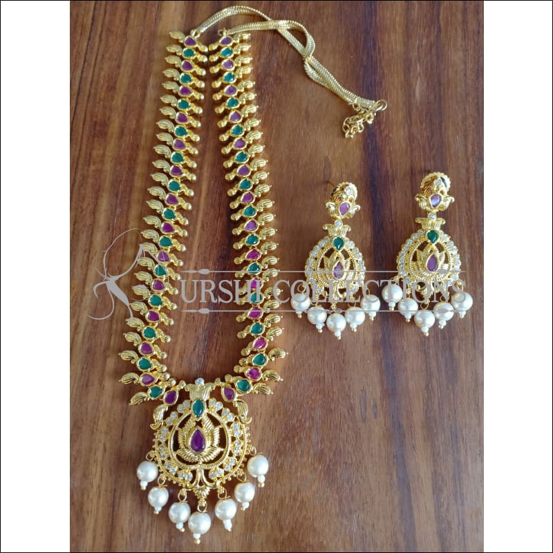 DESIGNER GOLD PLATED NECKLACE SET UTV1205 - MULTY - Necklace Set