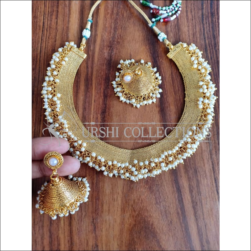 DESIGNER GOLD PLATED NECKLACE SET UTV1321 - Necklace Set
