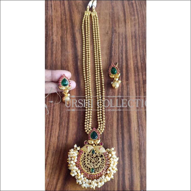 DESIGNER GOLD PLATED NECKLACE SET UTV1327 - MULTY - Necklace Set