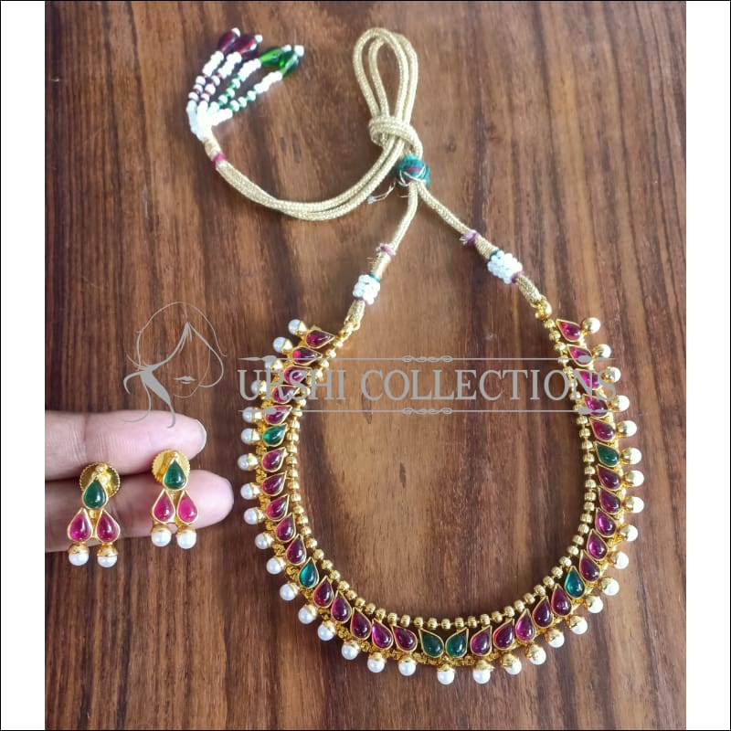 DESIGNER GOLD PLATED NECKLACE SET UTV913 - MULTY - Necklace Set