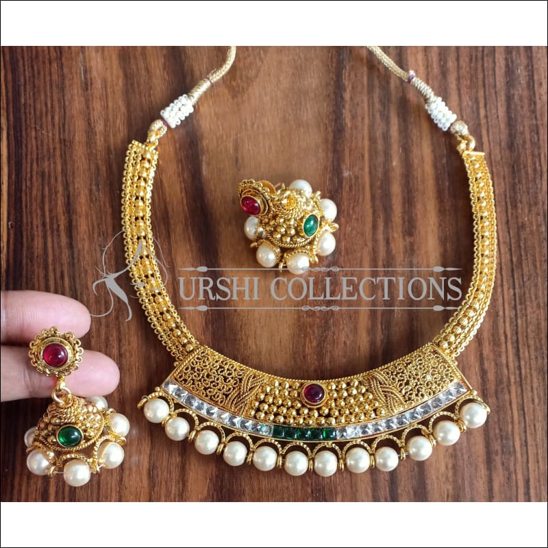 DESIGNER GOLD PLATED NECKLACE SET UTV915 - MULTY - Necklace Set