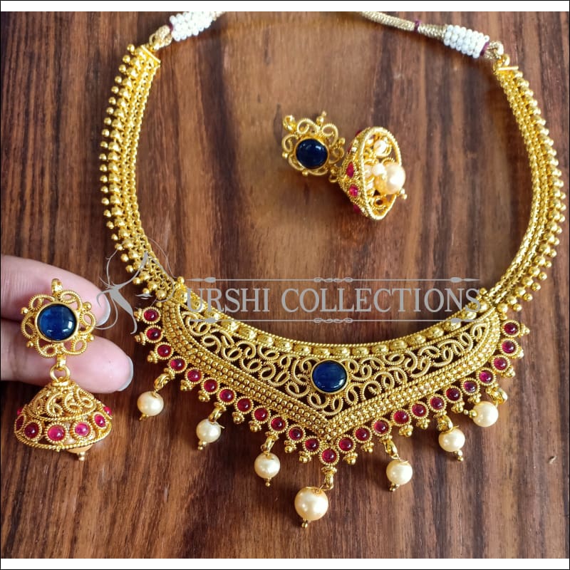 DESIGNER GOLD PLATED NECKLACE SET UTV946 - Necklace Set