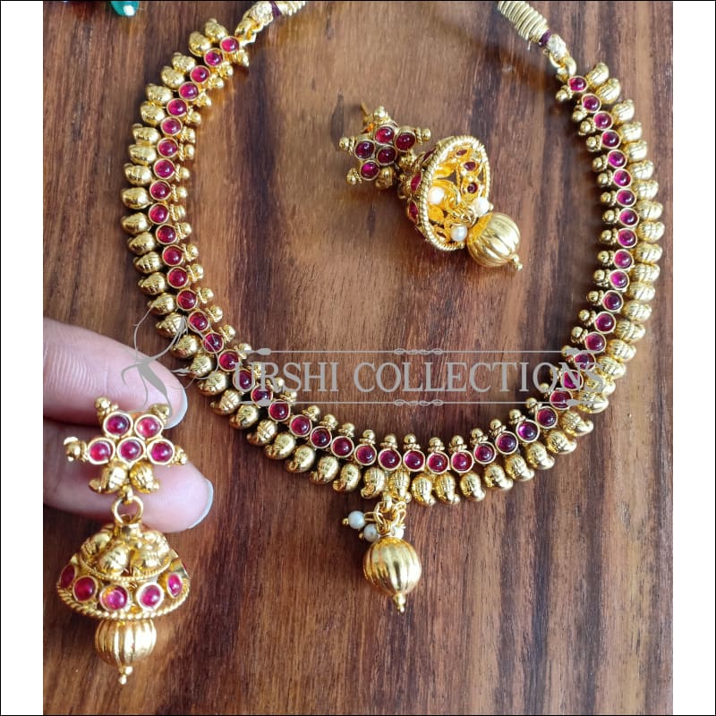 DESIGNER GOLD PLATED NECKLACE SET UTV957 - Necklace Set