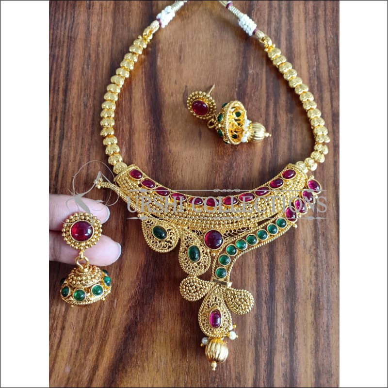 DESIGNER GOLD PLATED NECKLACE SET UTV965 - Necklace Set