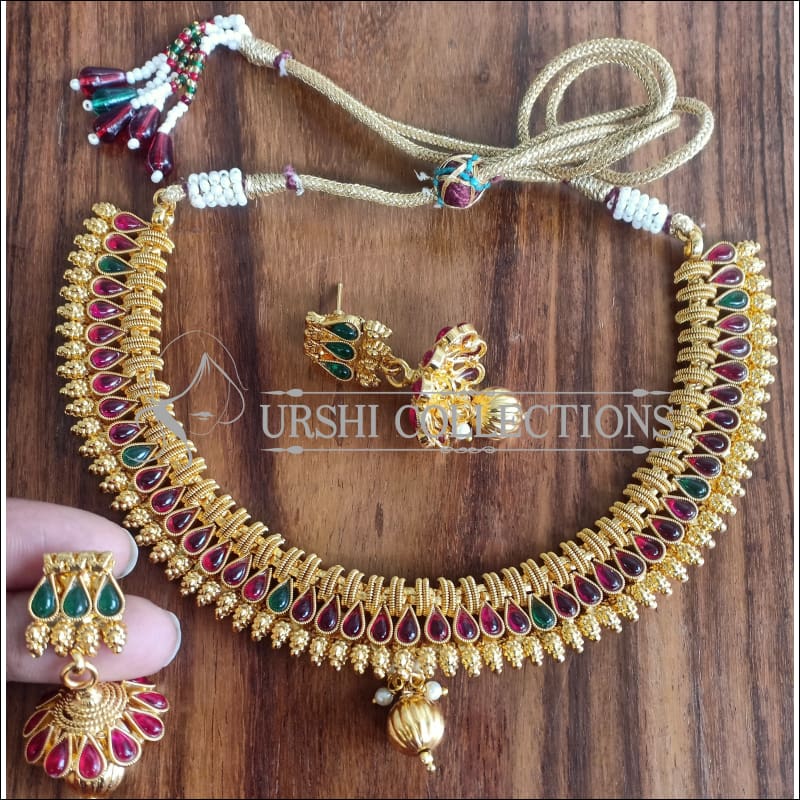 DESIGNER GOLD PLATED NECKLACE SET UTV978 - MULTY - Necklace Set