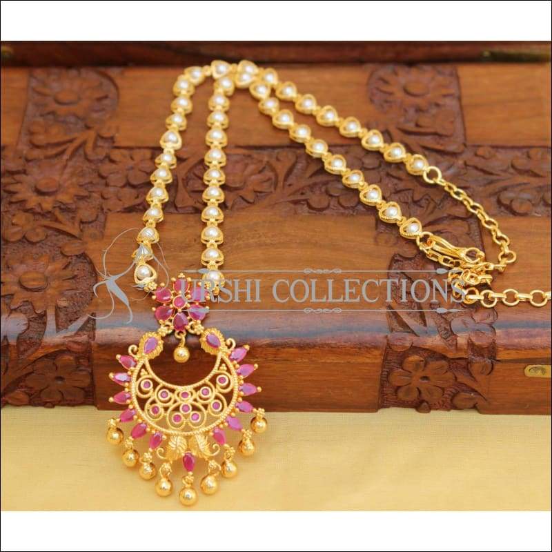 DESIGNER GOLD PLATED NECKLACE SET UC-NEW2999 - RED - Necklace Set