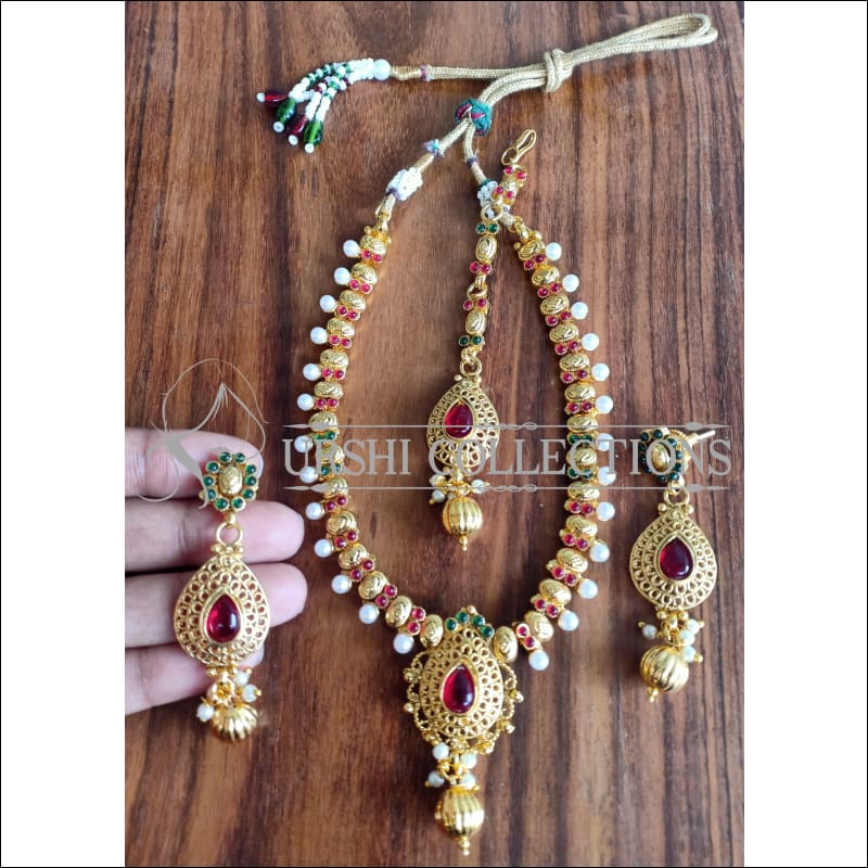 DESIGNER GOLD PLATED NECKLAE SET UTV951 - Necklace Set