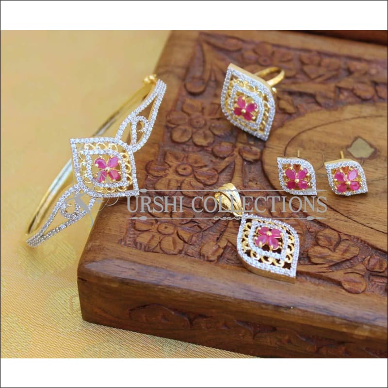 Designer Gold Plated Openable Kada UC-NEW1700 - Red - Bracelets