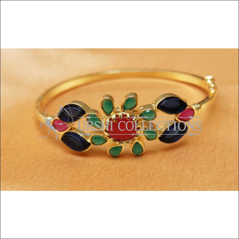 Designer Gold Plated Openable Kada UC-NEW1711 - Green & Blue & Red - Bracelets