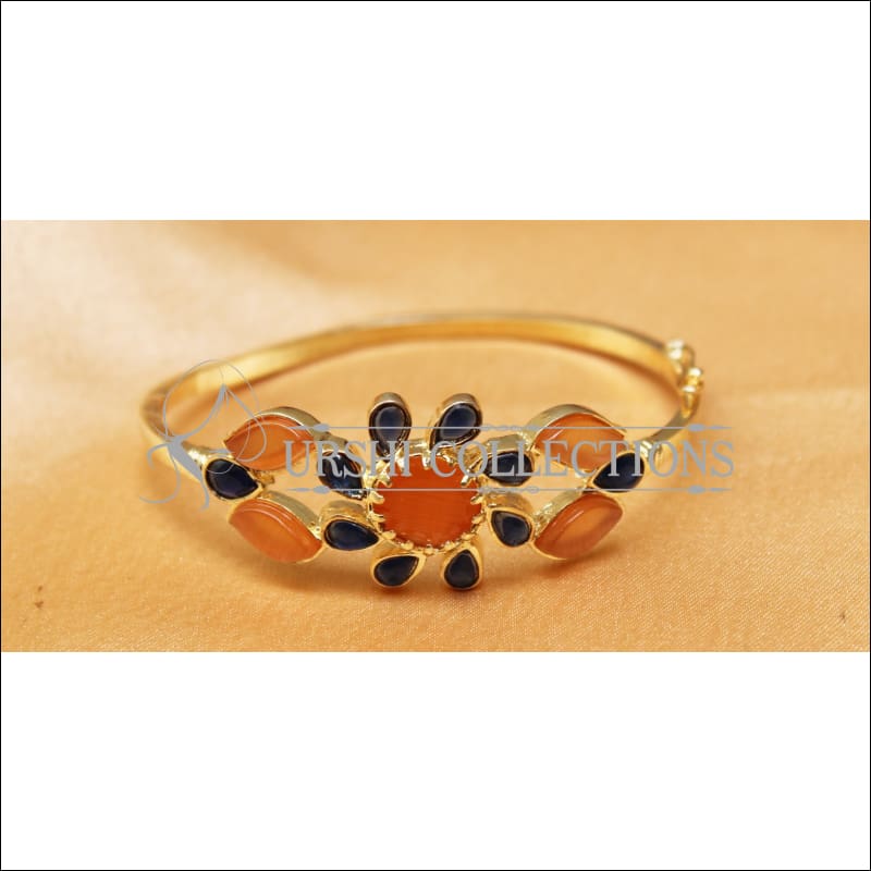 Designer Gold Plated Openable Kada UC-NEW1711 - Orange & Blue - Bracelets