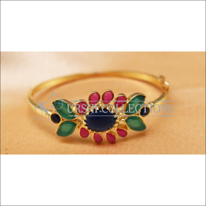 Designer Gold Plated Openable Kada UC-NEW1719 - Blue & Pink & Red - Bracelets