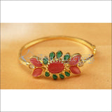 Designer Gold Plated Openable Kada UC-NEW1719 - Pink & Green - Bracelets