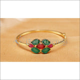 Designer Gold Plated Openable Kada UC-NEW1728 - Green & Red - Bracelets