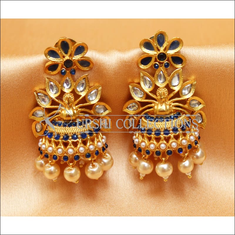 Designer Gold Plated Peacock Earrings Set UC-NEW2290 - Blue - Earrings