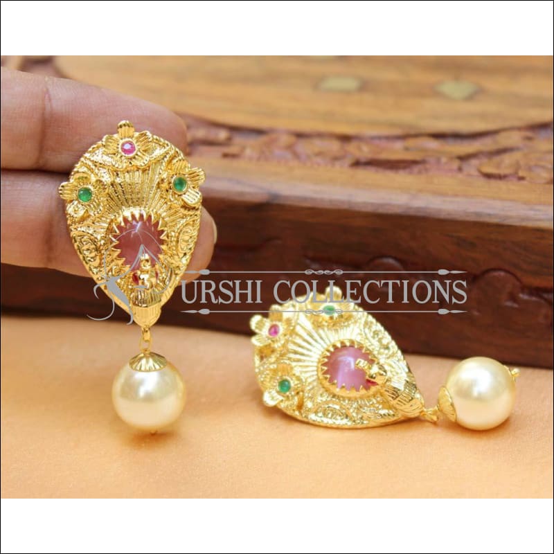 Designer Gold Plated Peacock Earrings UC-NEW400 - Multi & Pink - Earrings