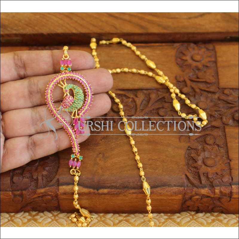 Designer Gold plated peacock moppu necklace M281 - MULTY - Moppu chain