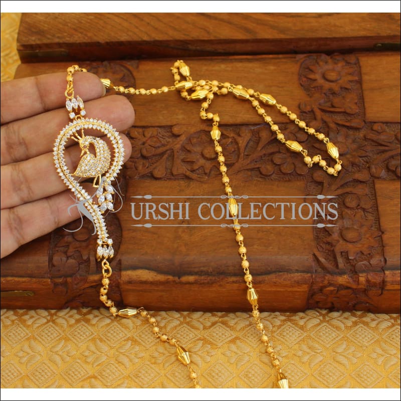 Designer Gold plated peacock moppu necklace M281 - WHITE - Moppu chain