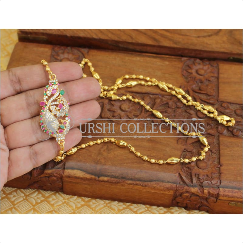 Designer Gold plated peacock moppu necklace M286 - MULTY - Moppu chain