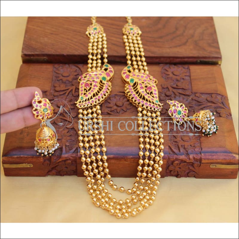 DESIGNER GOLD PLATED PEACOCK MULTY LAYER NECKLACE SET UTV431 - Necklace Set