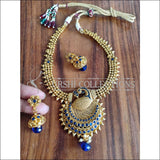 DESIGNER GOLD PLATED PEACOCK NECKLACE SET UTV926 - BLUE - Necklace Set