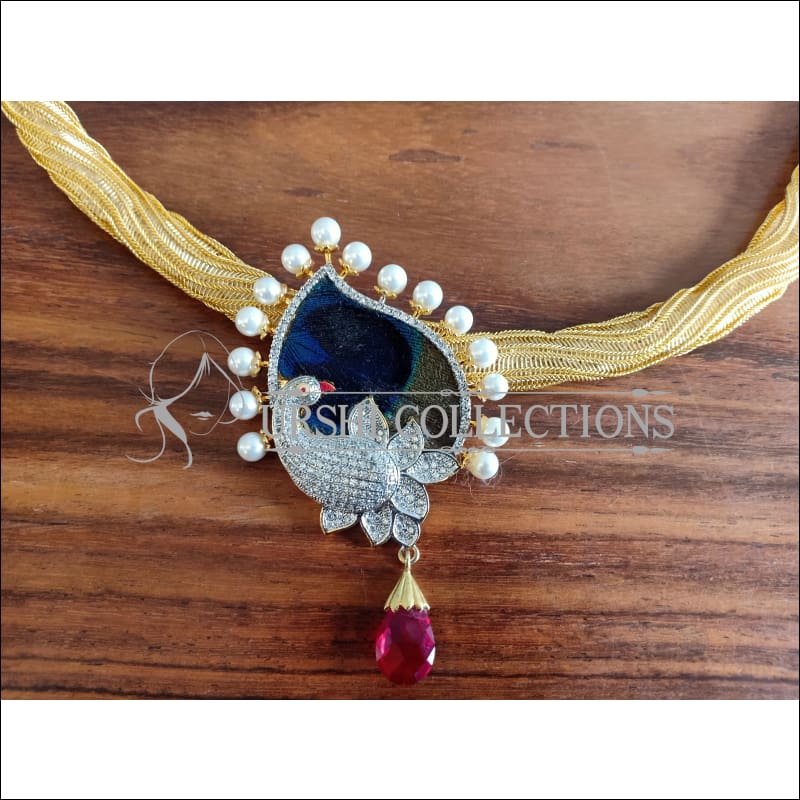 DESIGNER GOLD PLATED PEACOCK NECKLACE UTV1005 - Necklace Set