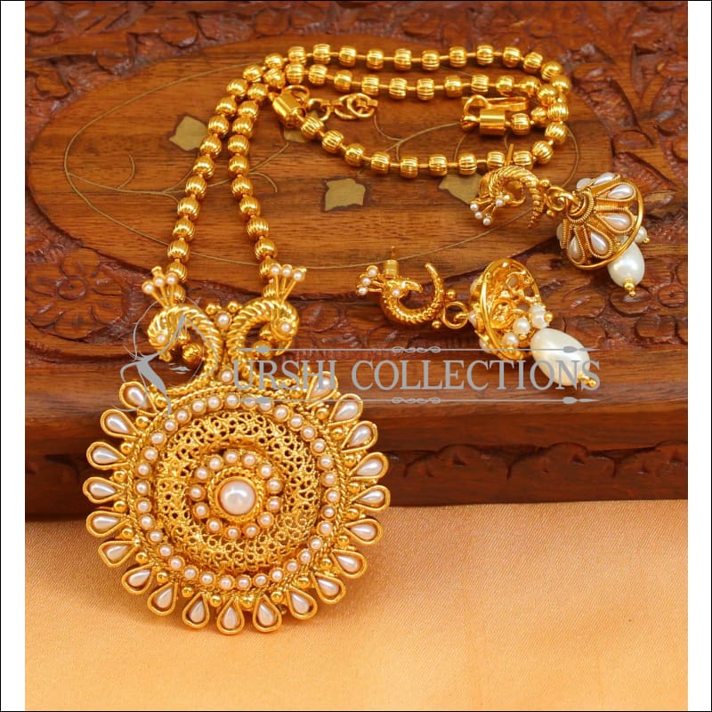 Designer Gold Plated Peacock Pendant Set UC-NEW2678 - White - Pendant Set