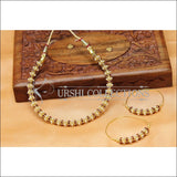 Designer Gold Plated Pearl Necklace Set UC-NEW2059 - White & Red - Necklace Set