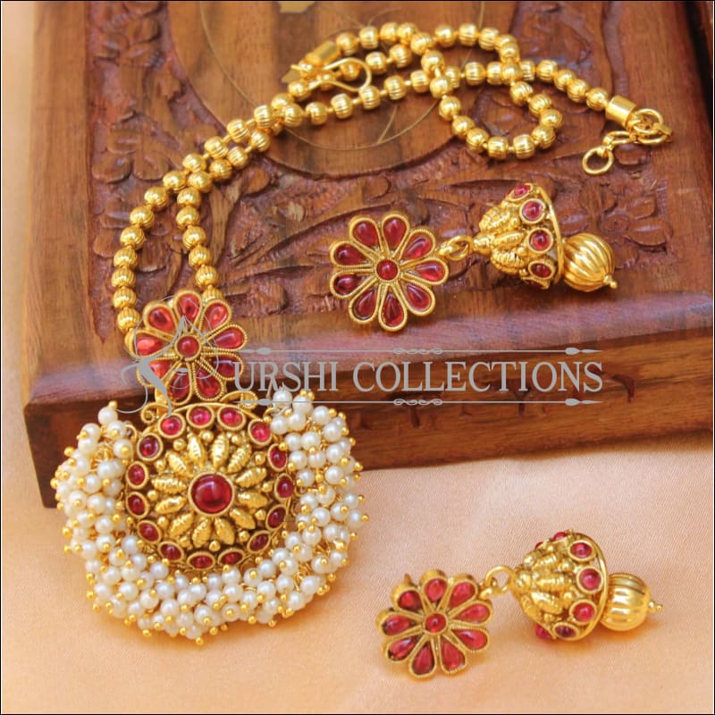 Designer Gold Plated Pendant Set UC-NEW1865 - Ruby - Pendant Set