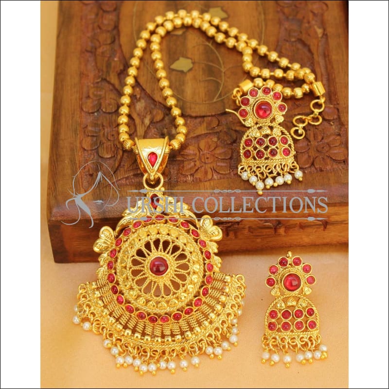 Designer Gold Plated Pendant Set UC-NEW2711 - Ruby - Pendant Set