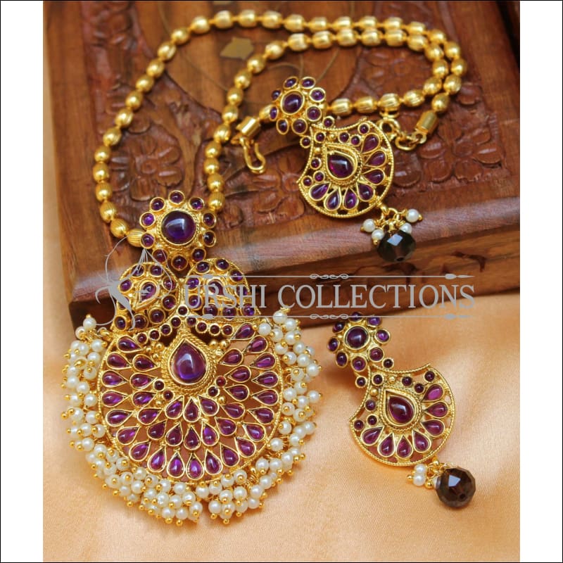 Designer Gold Plated Pendant Set UC-NEW2715 - Purple - Pendant Set