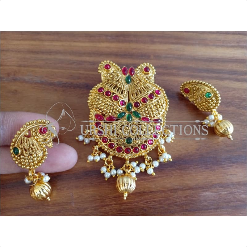 DESIGNER GOLD PLATED PENDANT SET UTV1331 - MULTY - Pendant Set