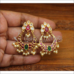 DESIGNER GOLD PLATED REAL KEMPU EARRINGS UTV540 - Earrings