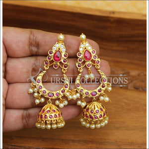 DESIGNER GOLD PLATED REAL KEMPU EARRINGS UTV543 - Earrings