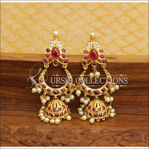 DESIGNER GOLD PLATED REAL KEMPU EARRINGS UTV543 - Earrings