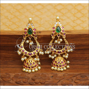 DESIGNER GOLD PLATED REAL KEMPU EARRINGS UTV544 - Earrings