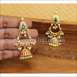 DESIGNER GOLD PLATED REAL KEMPU EARRINGS UTV544 - Earrings