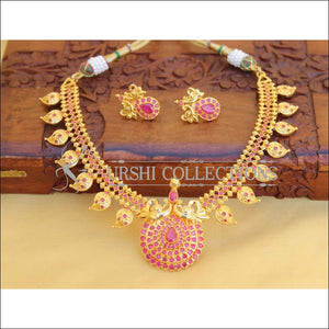 DESIGNER GOLD PLATED RUBY NECKLACE SET UC-NEW3008 - Necklace Set