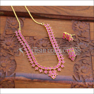 DESIGNER GOLD PLATED RUBY NECKLACE SET UC-NEW3196 - Necklace Set