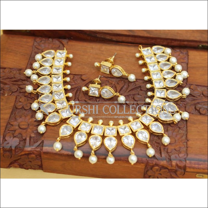 DESIGNER GOLD PLATED STONE NECKLACE UC-NEW3194 - Necklace Set