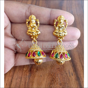 DESIGNER GOLD PLATED TEMPLE EARRINGS UTV1166 - MULTY - Earrings