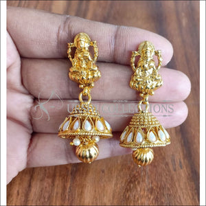 DESIGNER GOLD PLATED TEMPLE EARRINGS UTV1166 - WHITE - Earrings