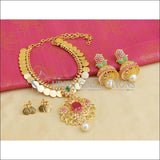 Designer Gold Plated Temple Necklace Set UC-NEW1451 - Ruby & Green - Necklace Set