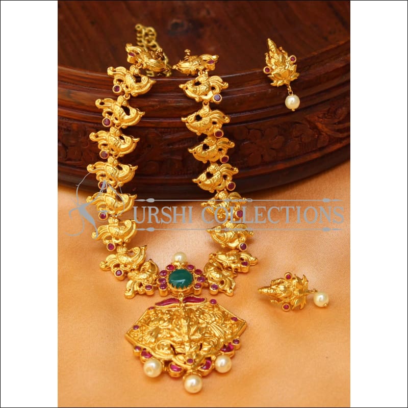 Designer Gold Plated Temple Necklace Set UC-NEW1481 - Necklace Set