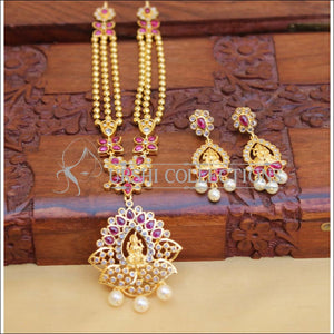 DESIGNER GOLD PLATED TEMPLE NECKLACE SET UTV347 - Necklace Set